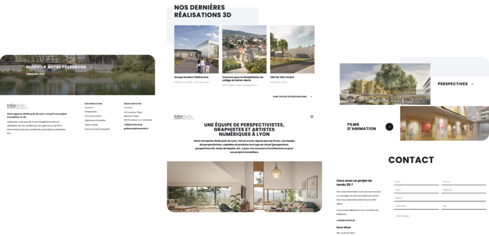 Présentation de la charte graphique du site web conçu pour Inéastudio, professionnel de l'image digitale