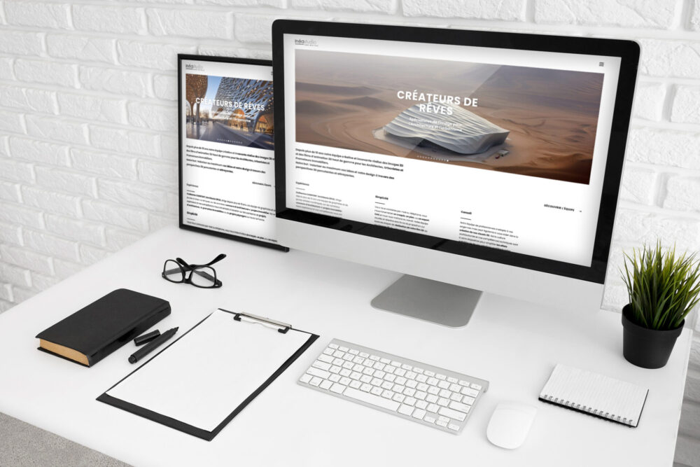 Déclinaisons responsive du site internet Inéastudio sur ordinateur et tablette