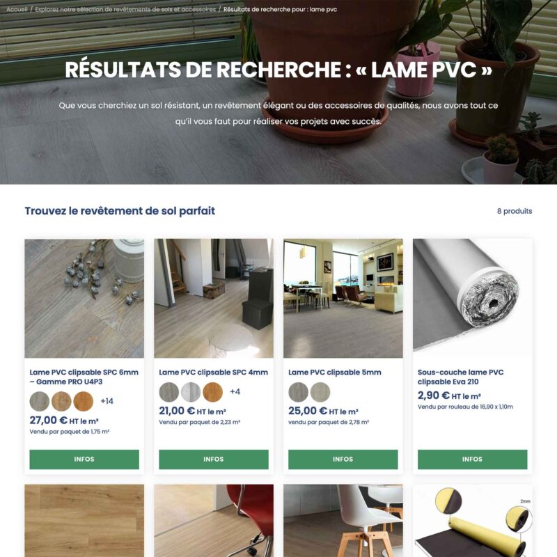 Module de recherche développé sur site e-commerce destcokpro discount