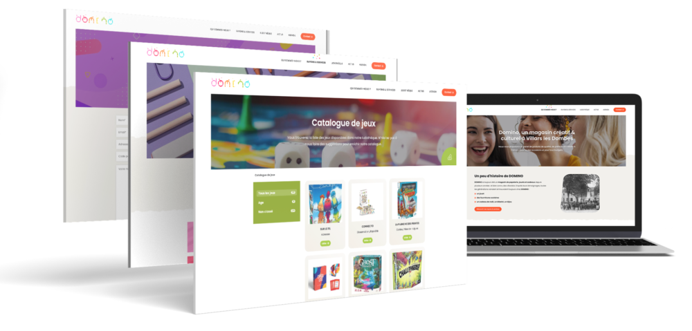 Charte du site internet Domino,vitrine digitale proposant l'intégration d'un catalogue de jeux en ligne