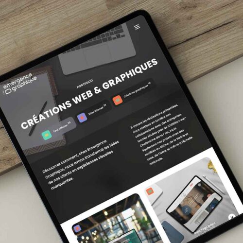Portfolio du site internet emergence graphique consulté sur tablette